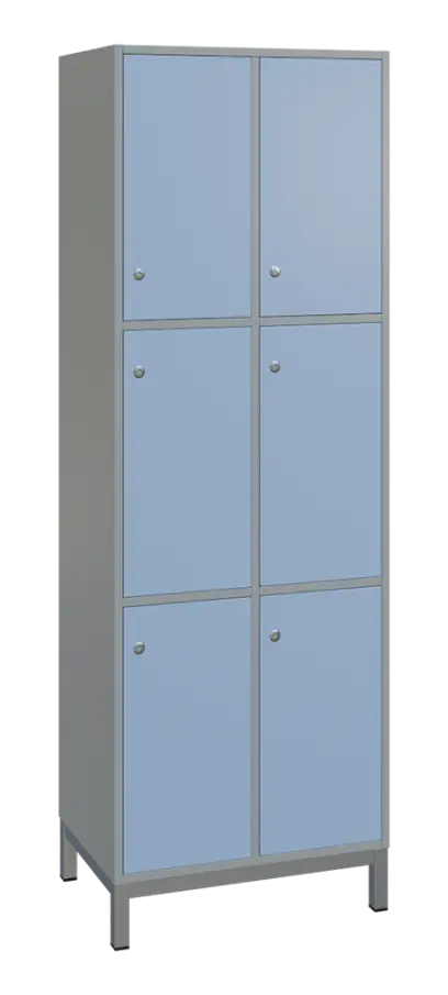 SBS-3322 šatní skříň 6-boxová, 1800x600x400 mm, kovové nohy, korpus šedý, dvířka blankyt